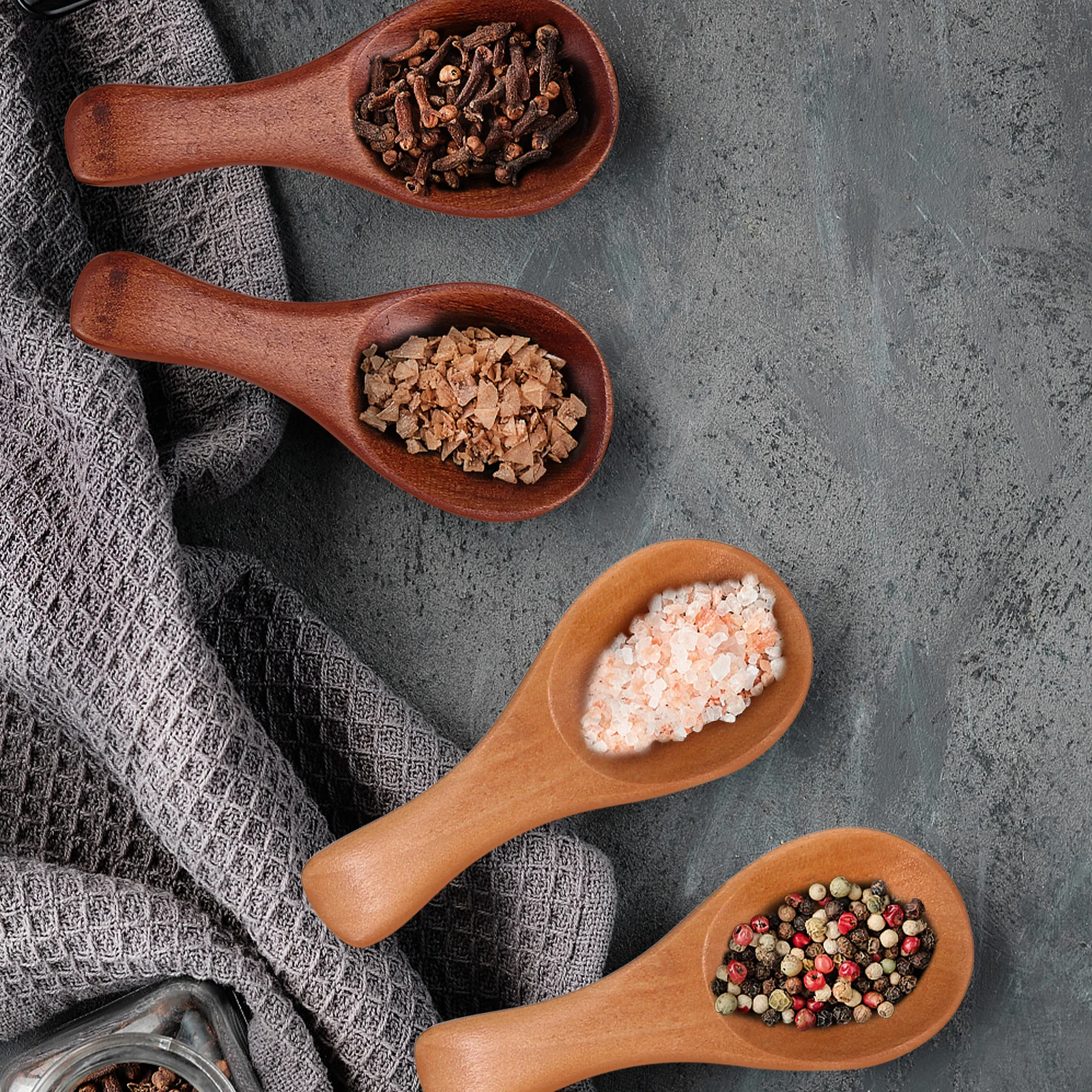 

9pcs Wooden Scoops for Bath Salts Mini Seasoning Spoons Natural Small Condiment Sugar Spice Soap Coffee Tea Jar Kitchen