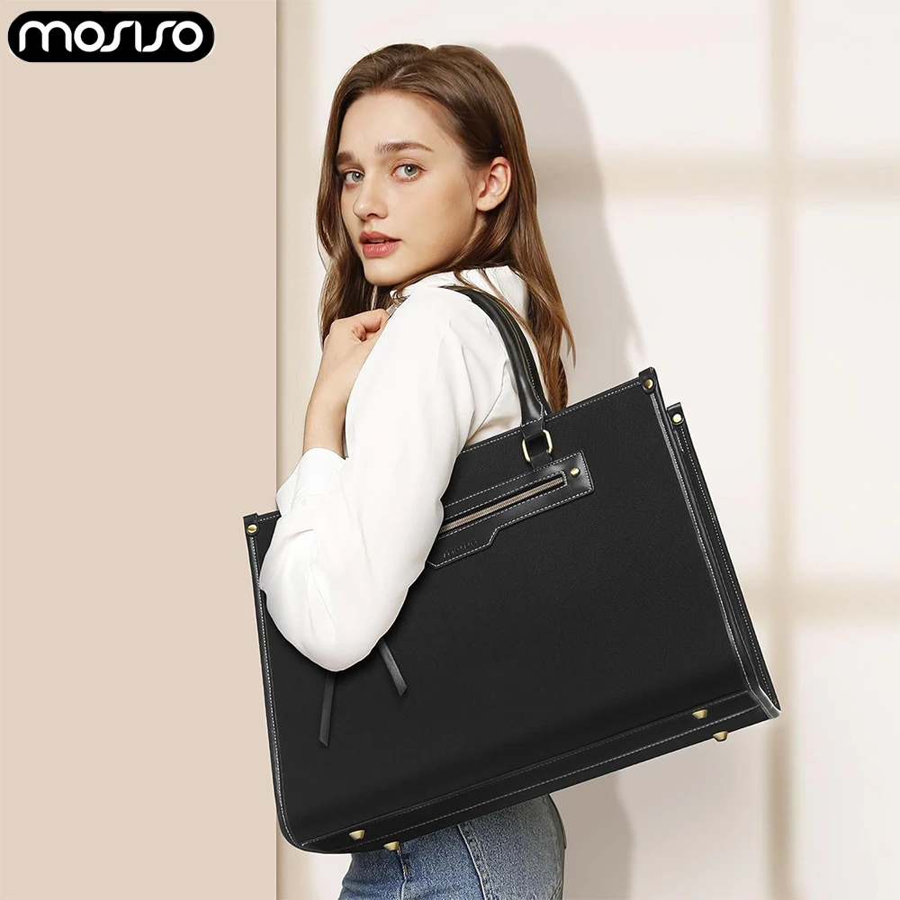 

Mosiso Tote Bag Canvas Laptop Bag for Women 15.6 inch Office College Notebook Handbag Briefcase Casual Office Shoulder Bags