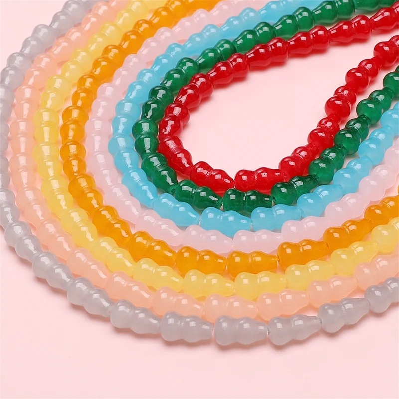 8×14MM Color Imitation Jade Straight Hole Gourd Glass Beads Loose Bead Handmade For Jewelry Making Bracelet Necklace Accessories