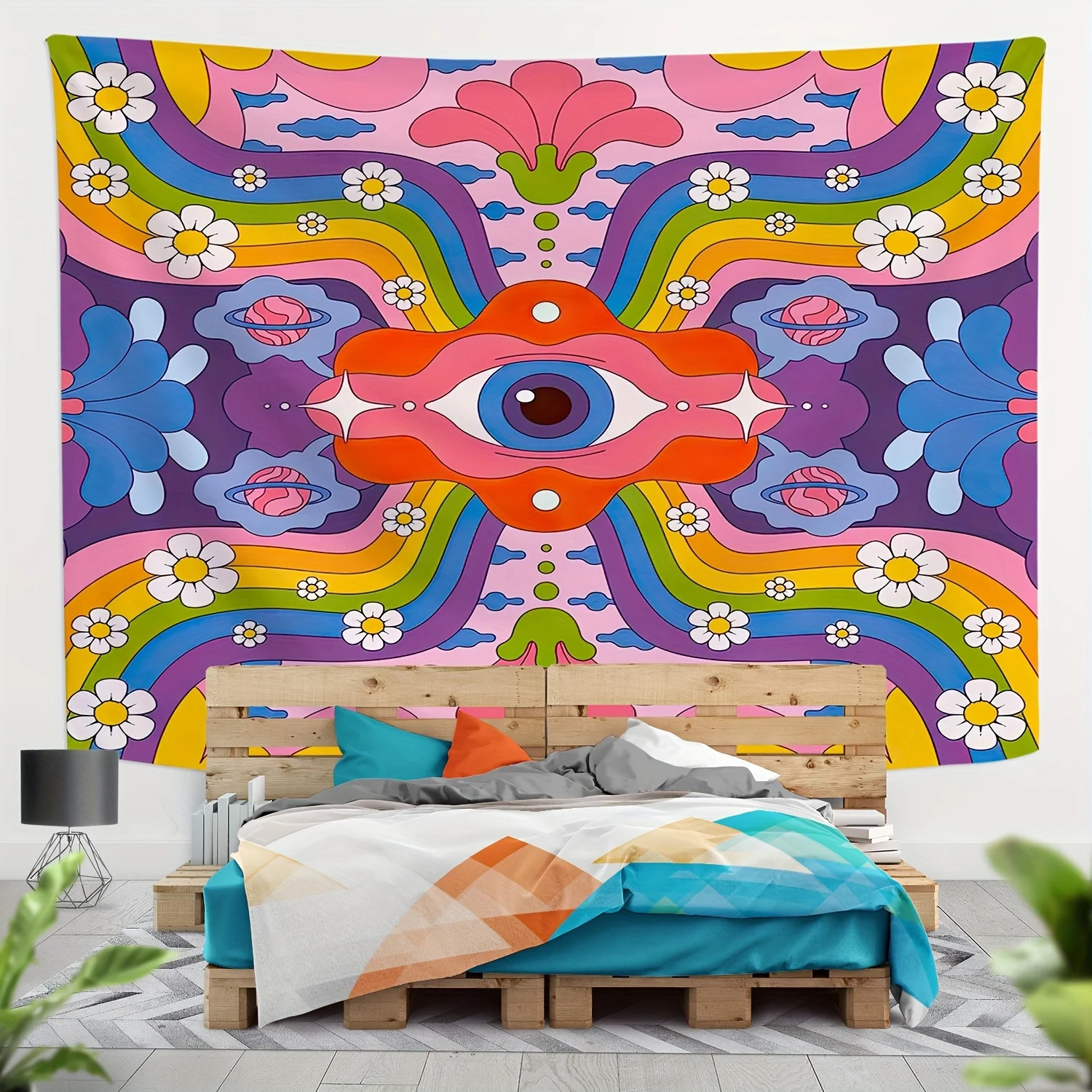 VIKAMA مسحور العين العملاقة مخدر نسيج قوس قزح البوهيمي غرفة المعيشة الجدار الشنق الموسيقى ديكور غرفة المنزل