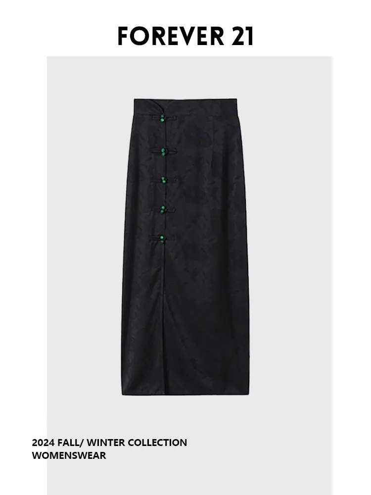 

Юбка-карандаш Forever 2 в ретро-китайском стиле с пуговицами, завязками на талии и разрезом, облегающая, для женщин