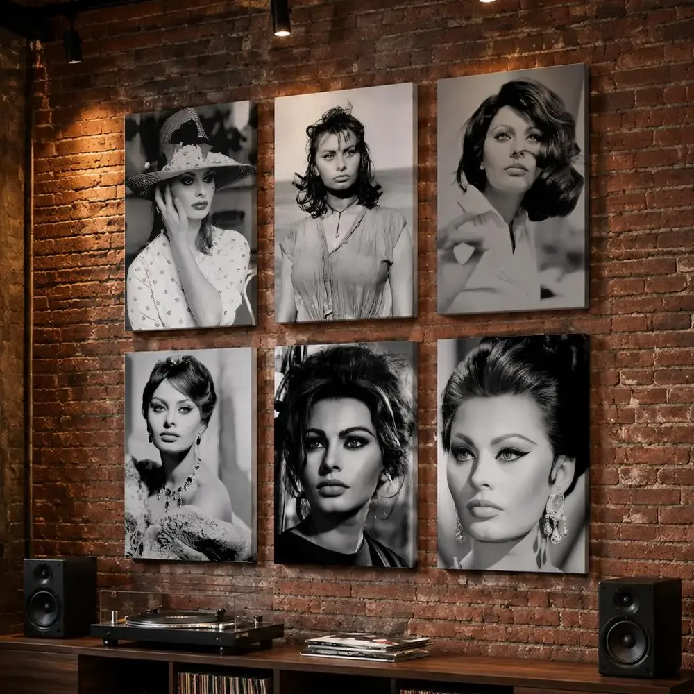 Fashion S_Sophia Loren Magazine Framed Wall Painting Wood Canvas poster for Living Room Bedroom Hallway Office Home Decor Gift