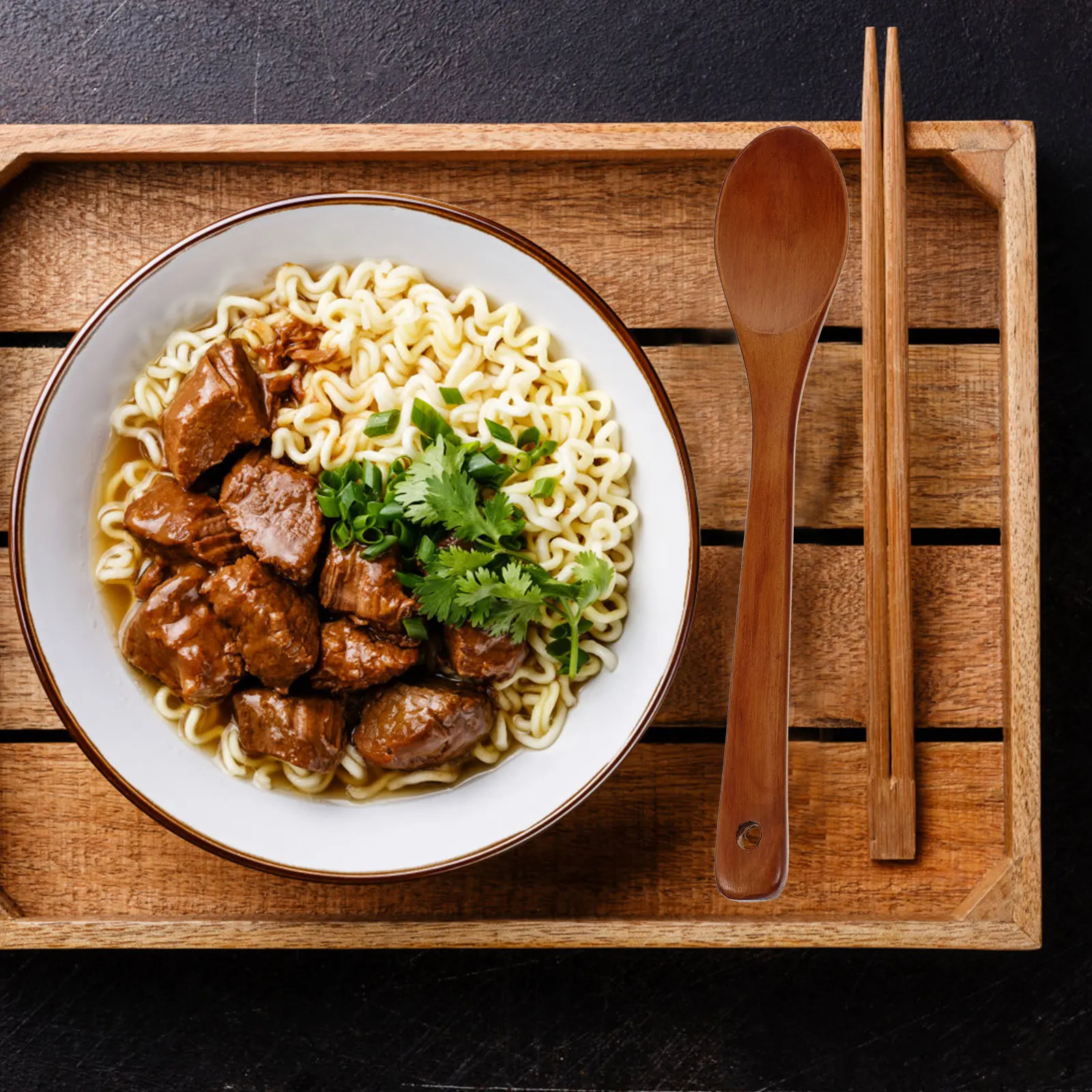 

2pcs Big Wood Set Large Salad Serving Spoons Reusable Wooden Soup Spoon Stirring Ladle Spoons Heat Insulated Ergonomic Handle