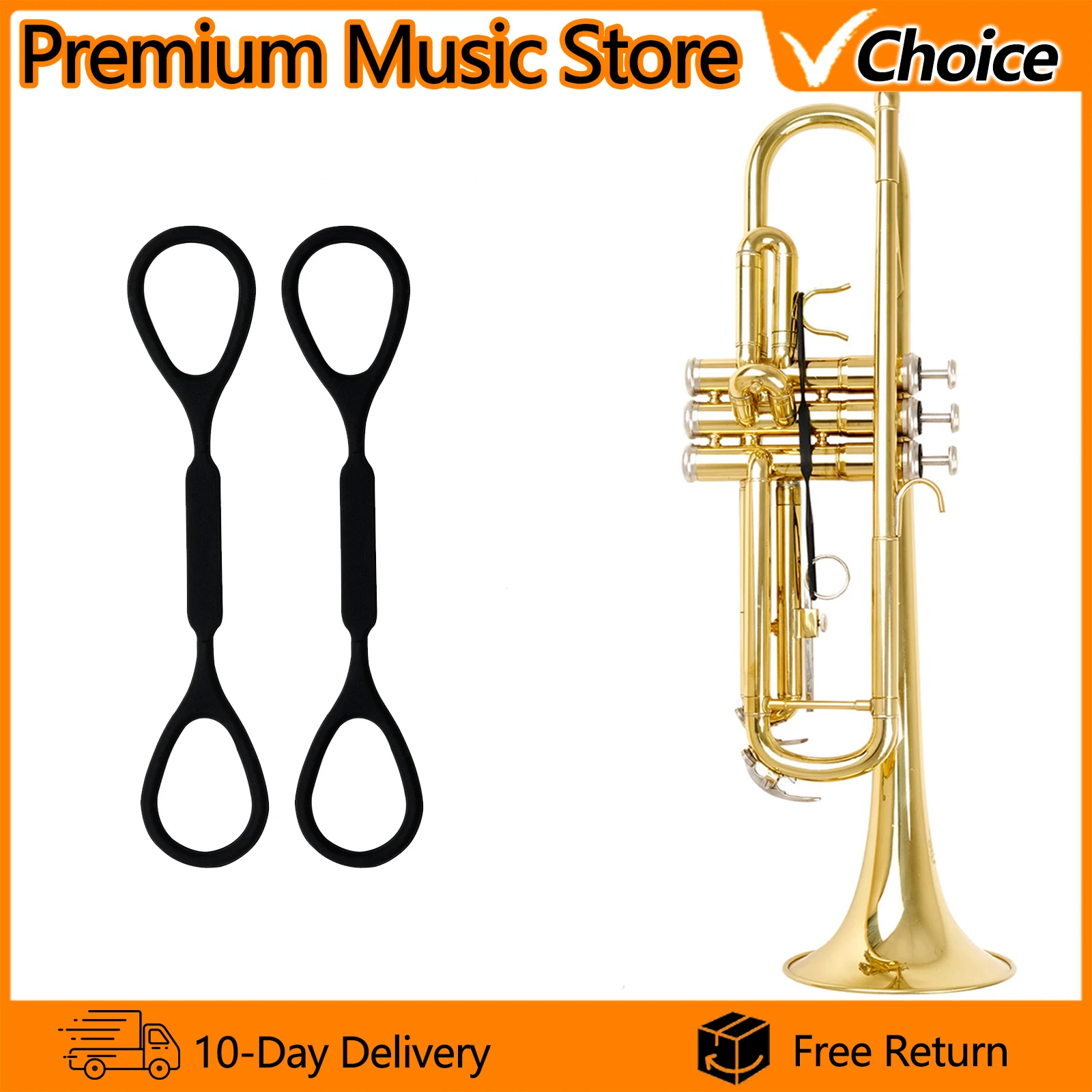 2Pcs Silicone Trumpet Pull Ring Cord Elastic Tuning Slide Drawstring for Brass Instrument Comfortable Grip & Easy Slide Pulling