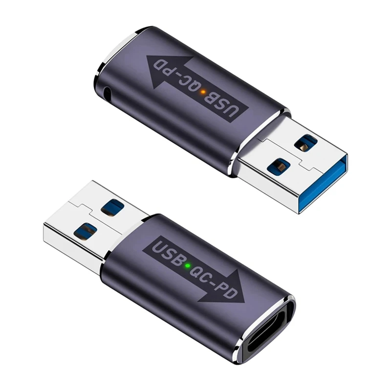 

Адаптер QC-USB C PD 2 шт., переходник с USB 3,1 «папа» на «Мама» типа C для быстрой зарядки, для USB QC Power на USB C PD