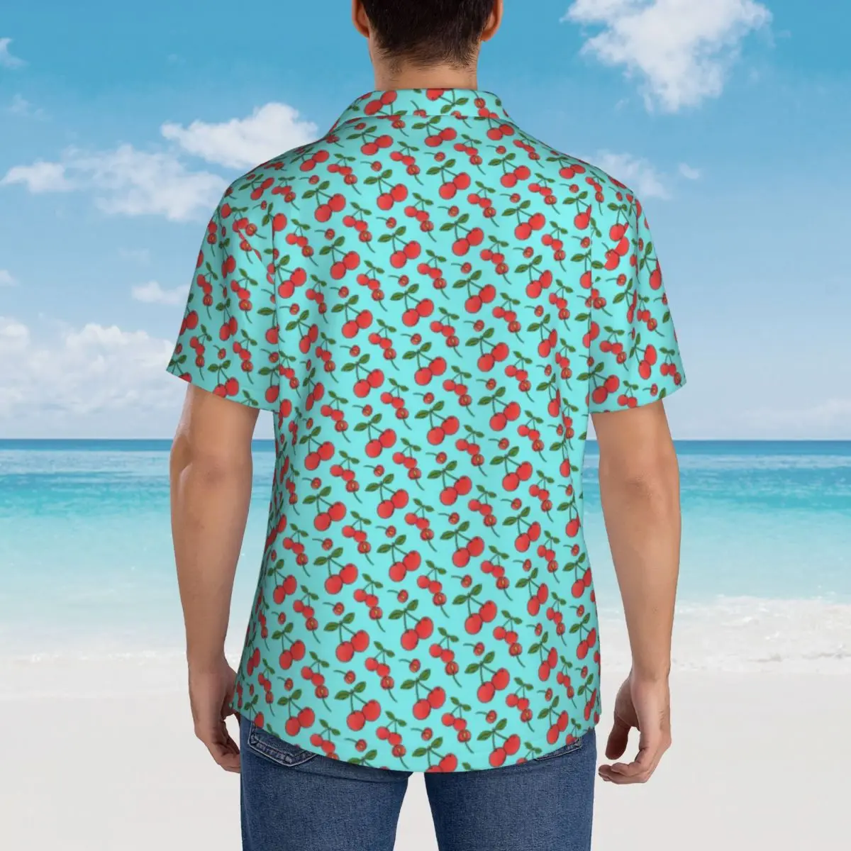 Camisa hawaiana de cereza Retro para hombres, camisas casuales con estampado de frutas Vintage, camisas de manga corta Harajuku DIY, blusas elegantes de gran tamaño