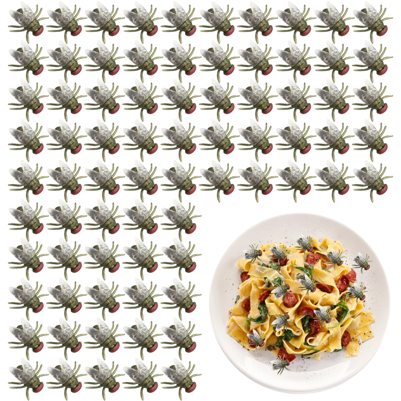 

100 Pieces Plastics Fake Flies Fake Flies Simulated Plastics Insect Realistic Little Flies For Joke April Fool's Day Party