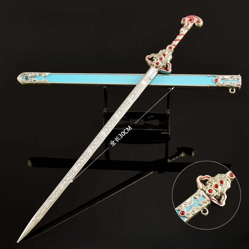 30 センチメートル/11.81 インチ秦の伝説アニメ周辺機器武器モデル張良 Lingxu 剣鞘金属工芸品男の子のおもちゃギフト