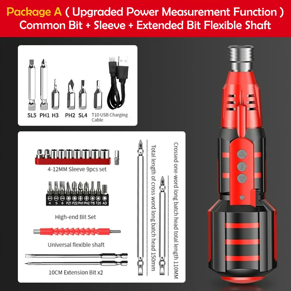 Multifunctional Electric Screwdriver Set Replaceable Bits with LED Light USB Charging Power Tools Portable Screwdriver Set