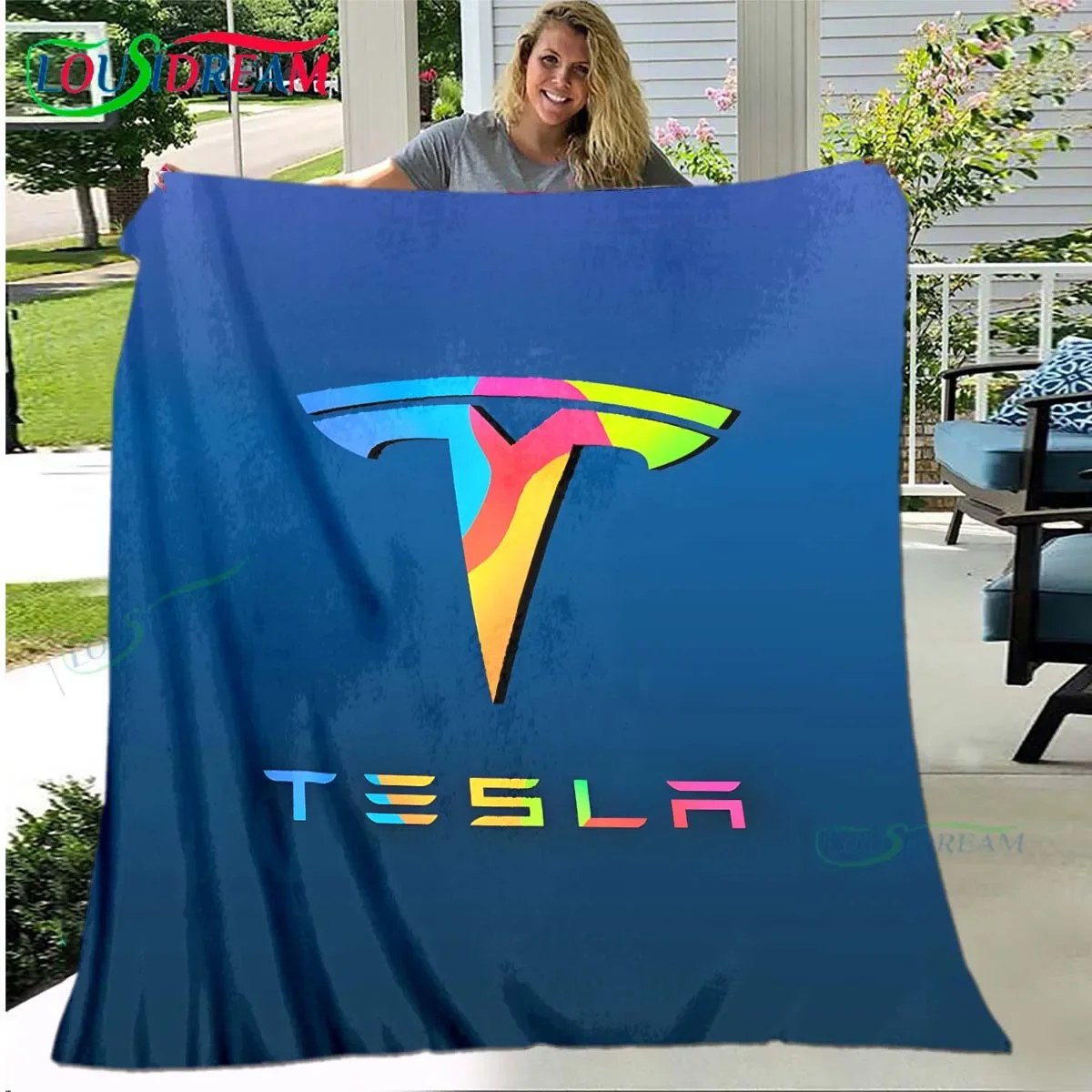 Fashion Car T-Tesla Logo Soft Blanket Sports Living Room Bedroom Sofa Bed Blanket  Gift Travel Office Lunch Break