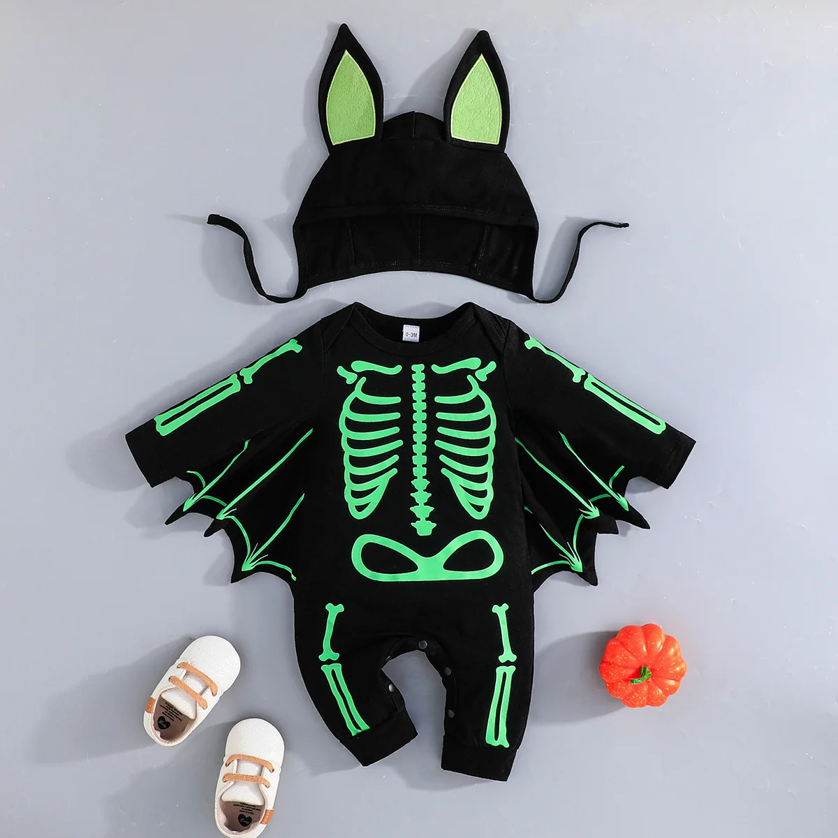 Neuer Halloween-Fledermaus-Overall für Babys, Kinder-Langarm-Strampler mit Kapuze, dehnbar und bequem, für Neugeborene, Kinder, Cosplay, Jungen und Mädchen – Detail 10