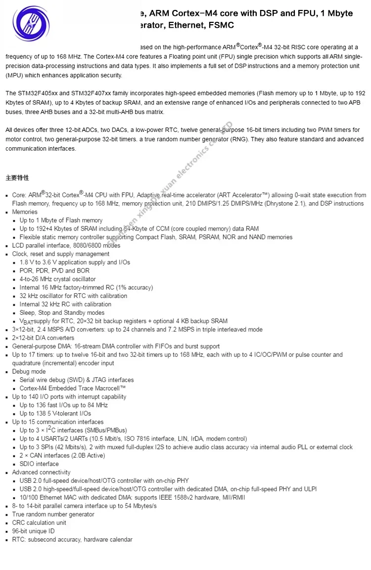 Оригинальный 32-битный микроконтроллер STM32F407IGT6 LQFP-176 ARM Cortex-M4 MCU