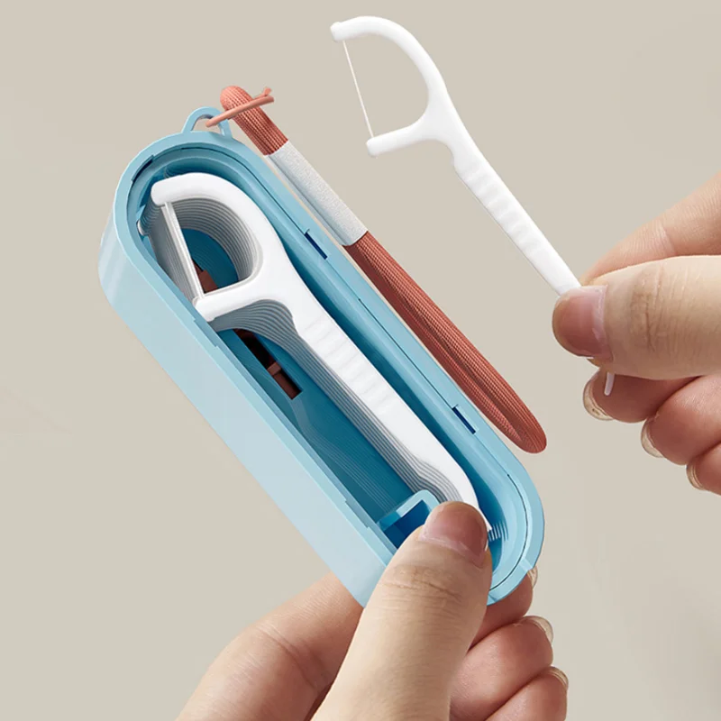 

Auto Pop-Up Refillable Floss Dispenser Light Luxury Floss Organiser Oral Care Press-on Disposable Flossing Sticks Storage Box