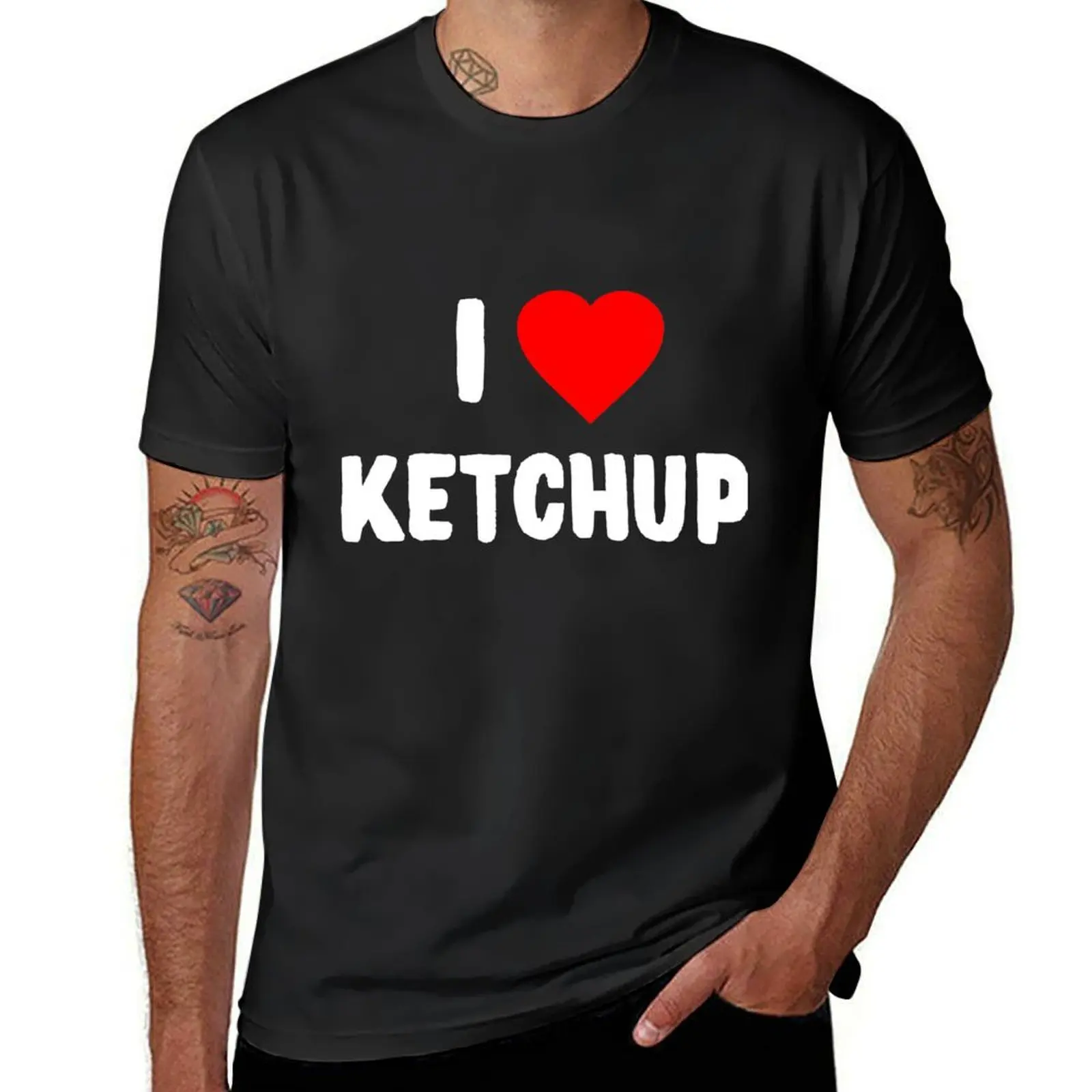 I Love Ketchup T-Shirt summer clothes oversizeds hippie clothes Short sleeve tee black t-shirts for men