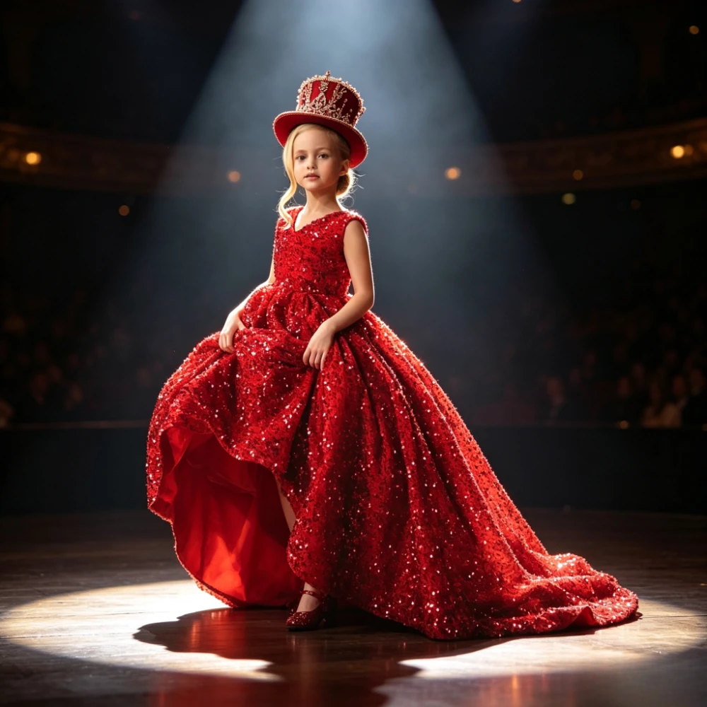 2026 Children Girls Formal Kids Princess Gown Kids Flower Girl WeddingNew Year Host Evening Dress Little Host Piano Performance