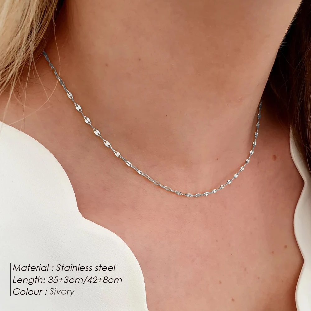 eManco Stainless Steel Necklace for Women Pendant Women Jewelry Chain  Silver Color  Chain of lace Wholesale or dropshipping