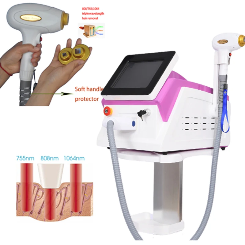 Professional 808 diode laser hair removal machine 808nm 755nm 1064nm 3 wavelength laser permanent hair removal equipment