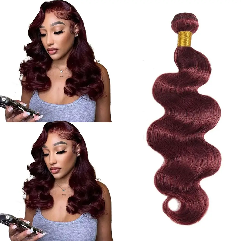 Red 99J Burgundy Body Wave Bundle Brazilian Virgin Human Hair Bundle Wine Red Body Wave Bundle Human Hair Bundle 10 To 36 Inch