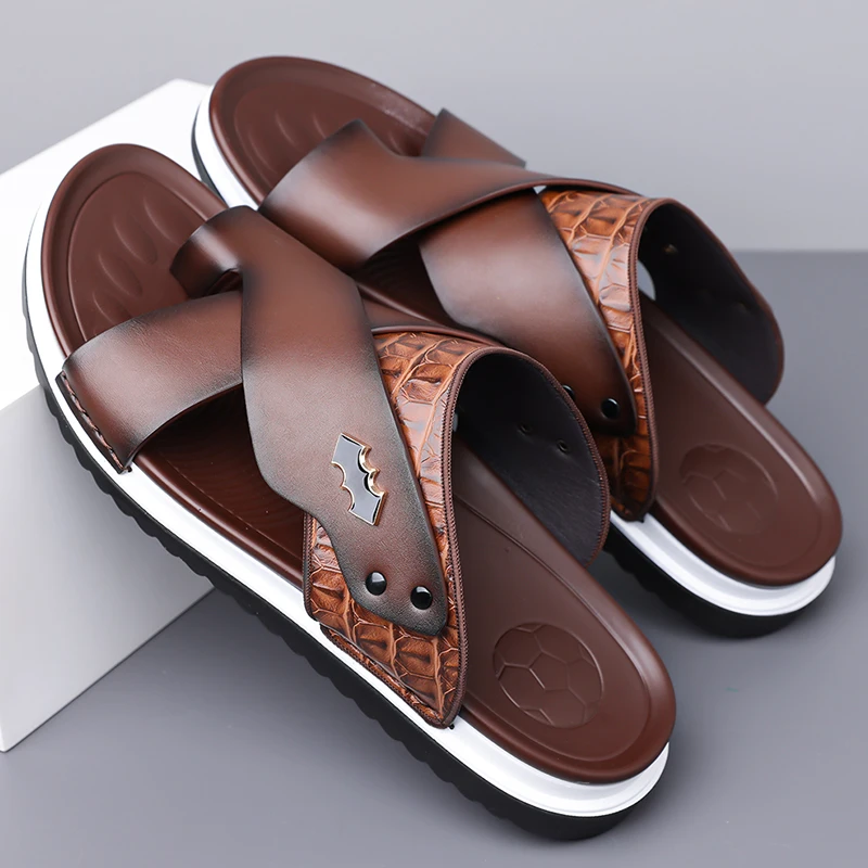 Men's Summer Comfortable Breathable Soft-Soled Thong Slippers Thick-Heeled Anti-Slip Outdoor Beach Driving Casual Slippers-5357 view 4