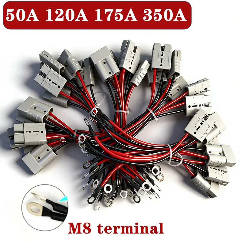 50A Male Female Plug with 8mm Terminal 120A-350A Charging Connector Adapted to Electric Forklift Lithium Battery Plug
