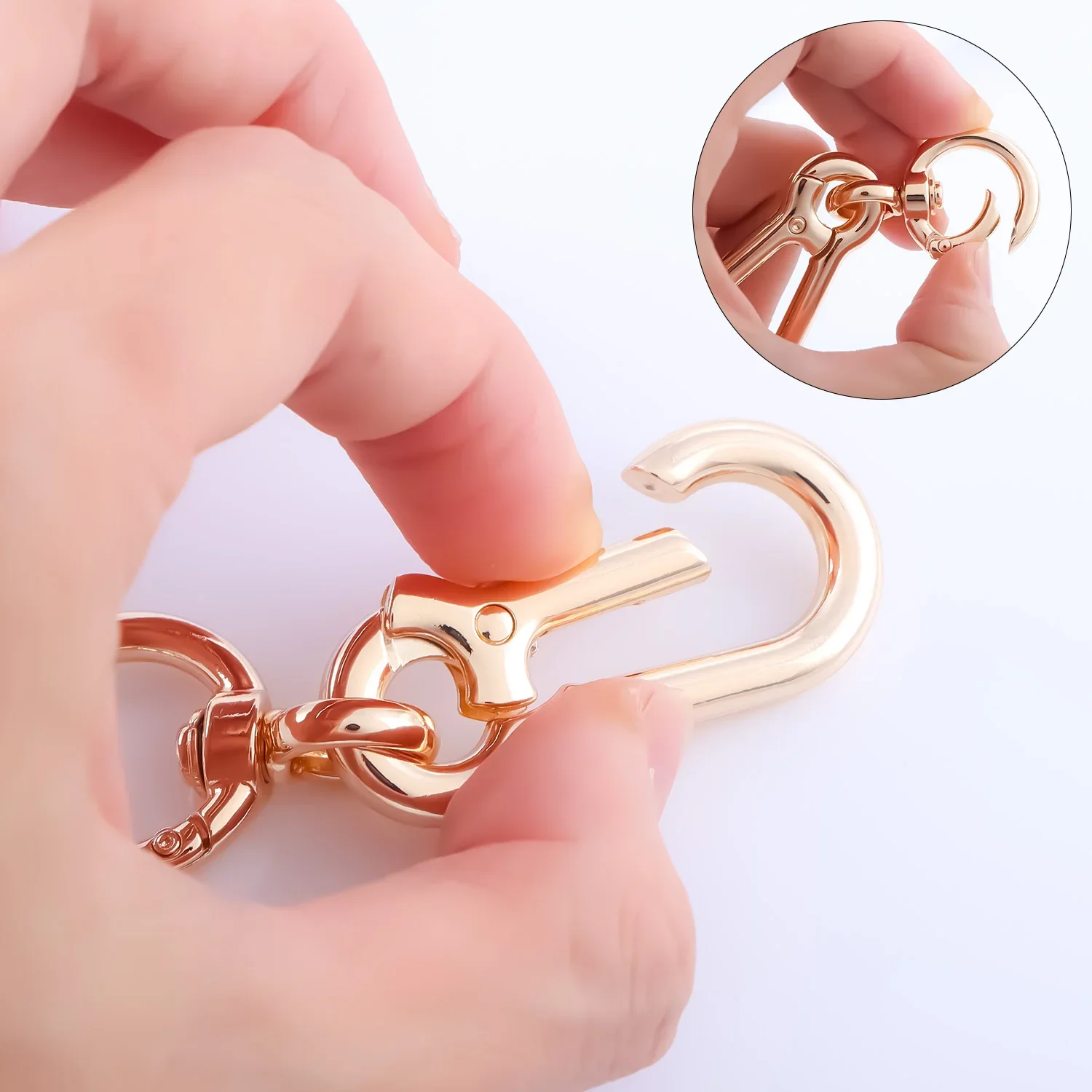 2 قطعة مشبك خطافات زنبركية معدنية، سلسلة مفاتيح مفاتيح السيارة، أبازيم دوارة زنبركية لمفاتيح الحقائب #2