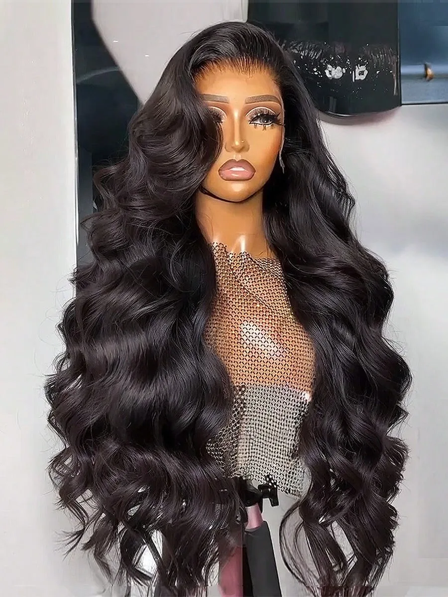 

30 Inch Body Wave Lace Front Wigs Human Hair 13x4 HD Transparent Lace Frontal Wigs 200% Density Glueless Wigs Natural Color