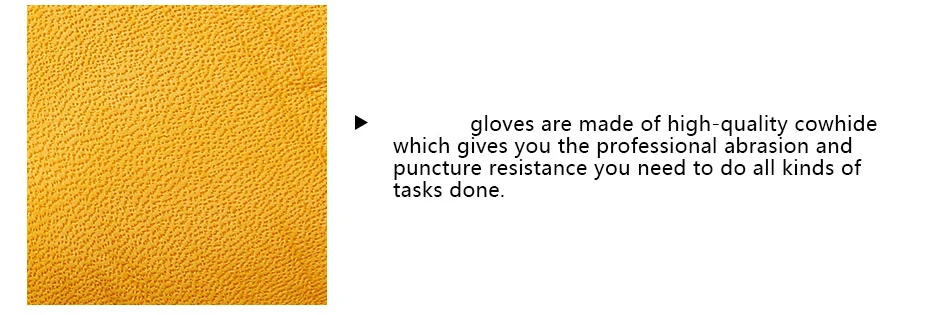 Guantes de trabajo de cuero para hombre, guantes de seguridad de piel de vaca amarilla, resistentes, protectores, para c