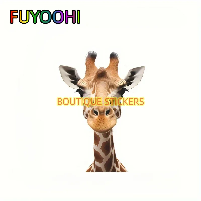 FUYOOHI Boutique Decal 3D Cute Giraffe Head Creative Window Film Sticker Animal Window Glass Static Home Decoration Stickers