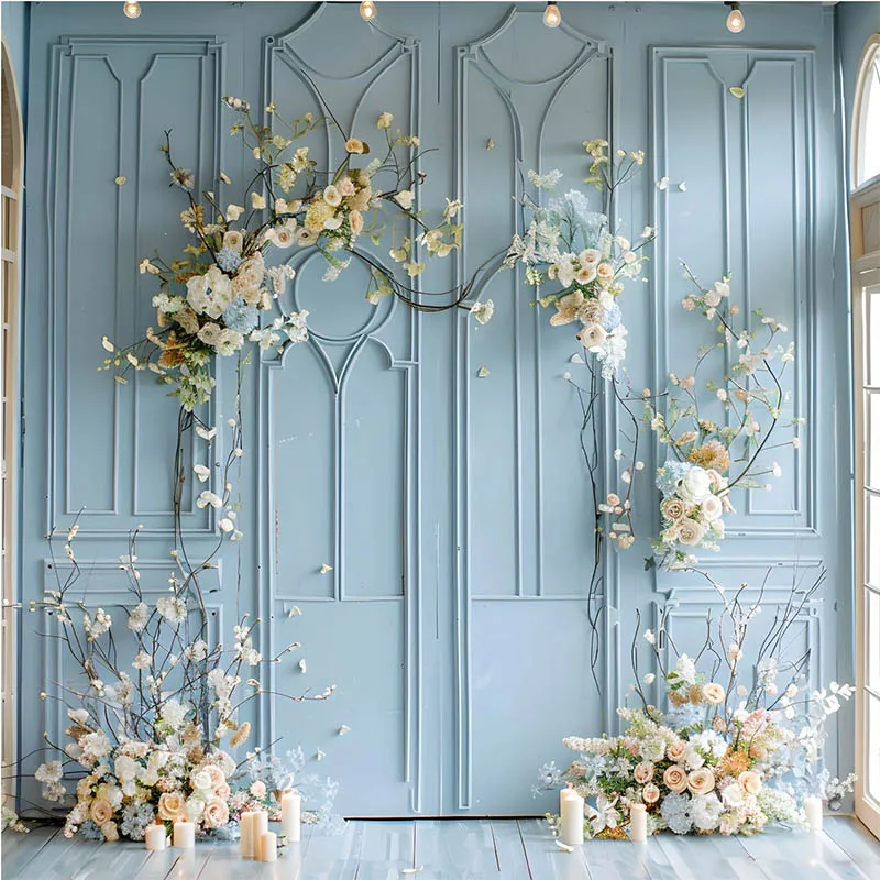 Mehofond Photography Backdrop Flower Door Girl Women Birthday Party Maternity Portrait Wedding Floral Art Texture Background