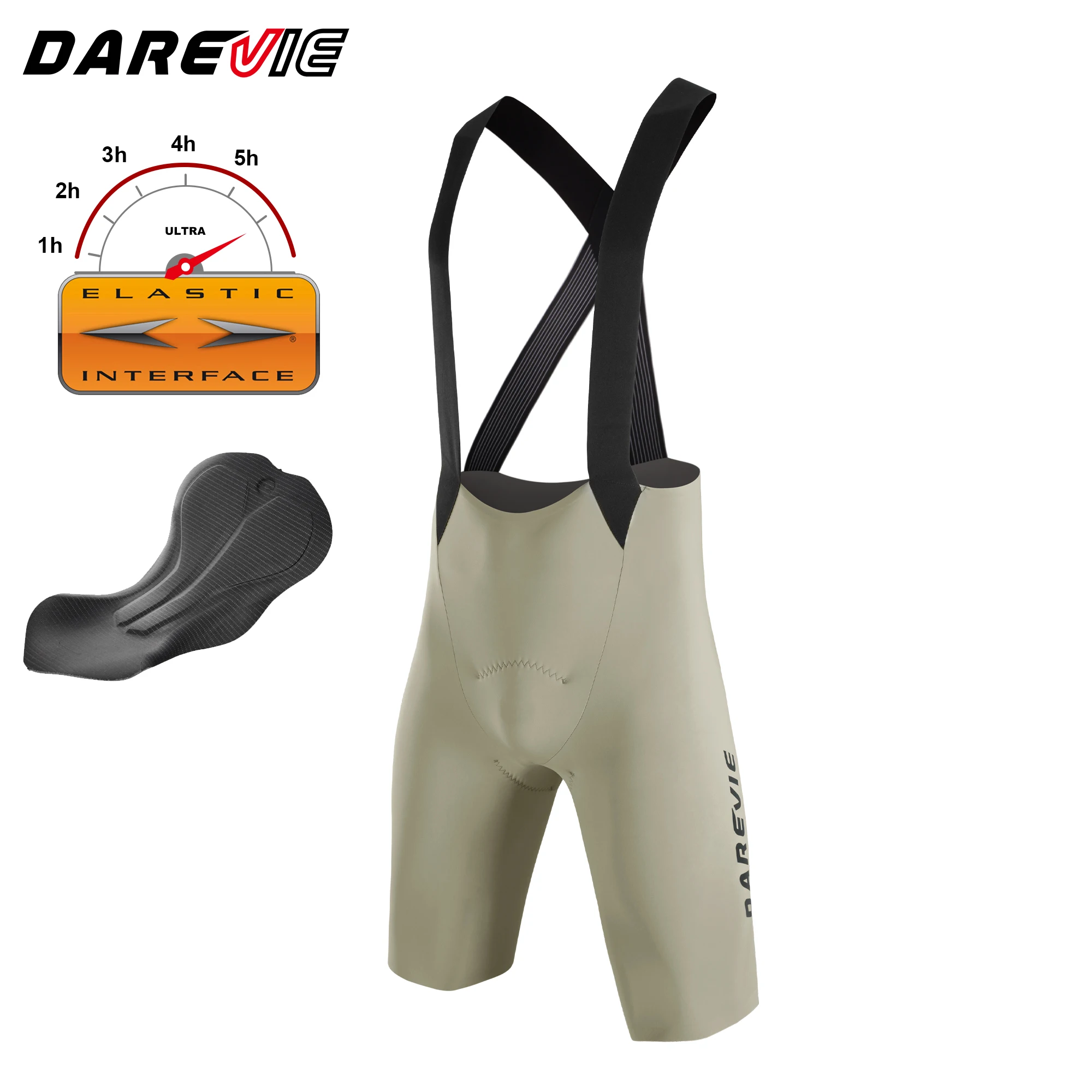 DAREVIE Herren-Radlerhose Nahtlos 5.0 Italien ELASTIC-INTERFACE ® Radlerhose mit Polsterung Kompressions-Shorts Rutschfeste Herrenshorts
