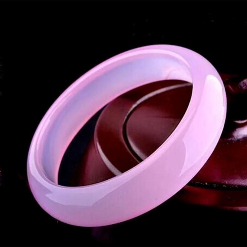 Natural Chinese Pink Chalcedony Hand-carved Wide Band Bracelet Fashion Boutique Jewelry Women's Bracelet Gift