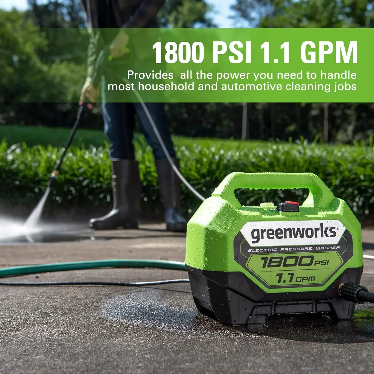 1800 PSI (1.1 GPM) Electric Pressure Washer PWMA Certified