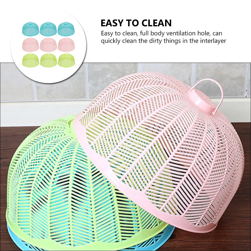 

9Pcs Food Cover Plastic Round Protective Dish Cover Kitchen Vegetable Breathable Home Food Protector Dining Table Essential