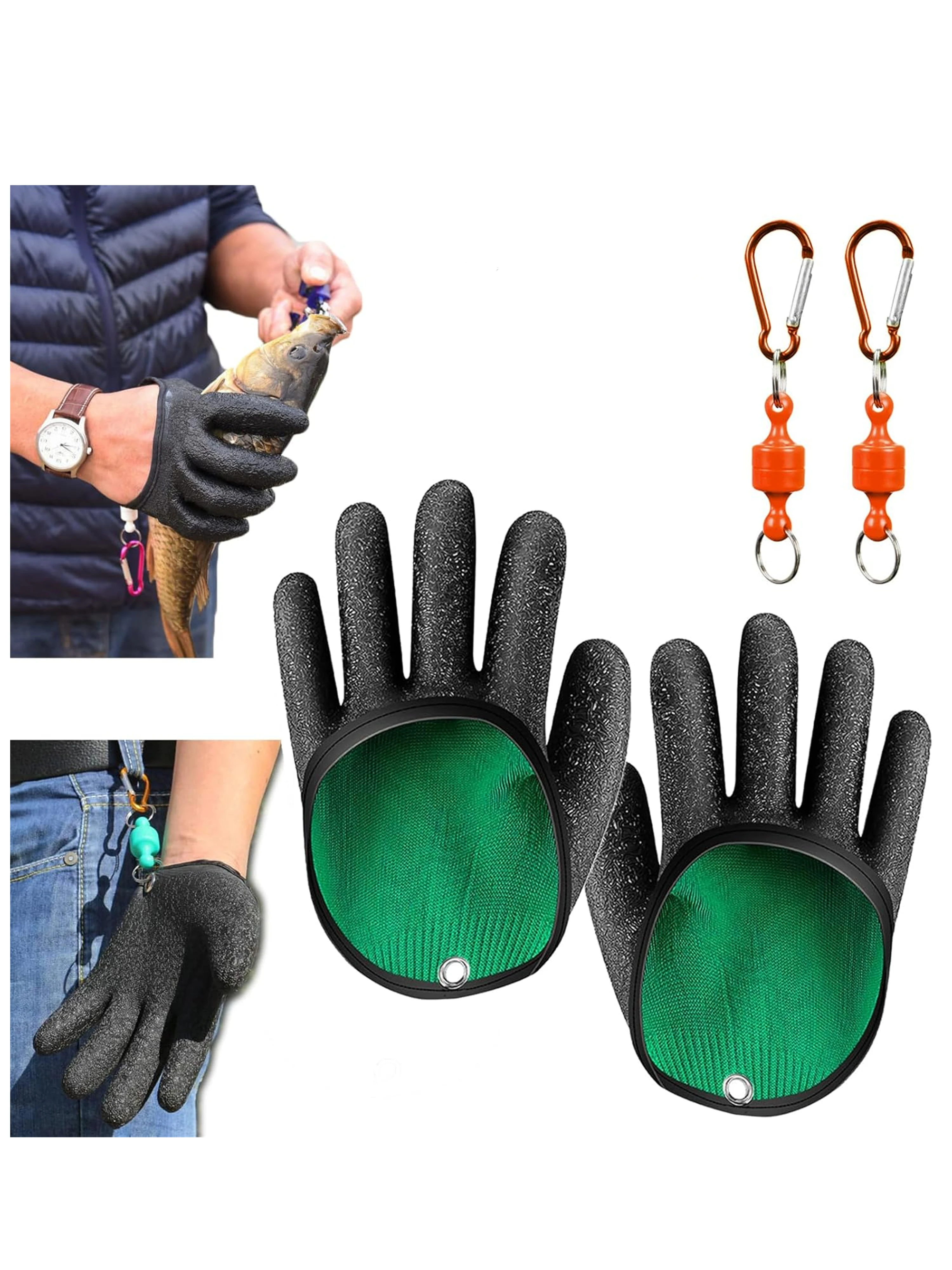 Gants de pêche avec libération magnétique, gants de pêcheur professionnels pour attraper du poisson, gants de pêche antidérapants à séchage rapide
