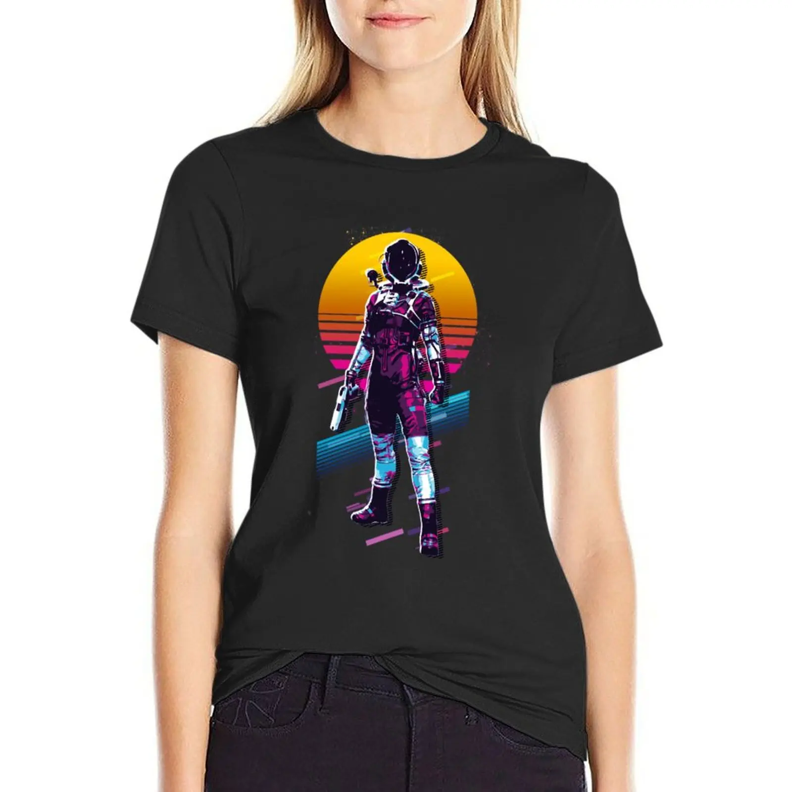 

Returnal Selene 80s Retro T-Shirt Blouse sweat quick drying Short sleeve tee cotton t shirts Women