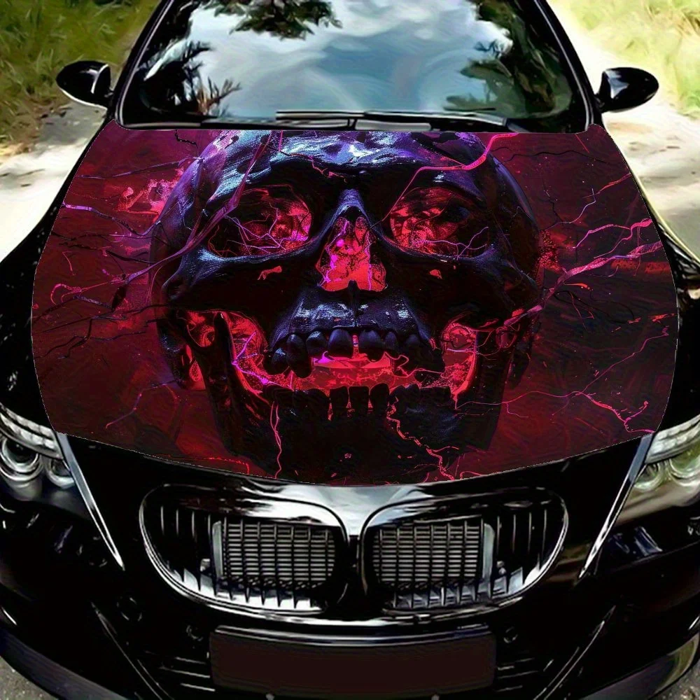 

Eye-Catching, Dark Skull Vinyl Car Decal - Durable & Fade-Resistant Hood Wrap Decal, Easy Clean, UV Protected - Perfect For Cars