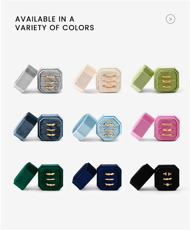 Oirlv Wedding Flanner Ring Box Engagement Triple Slot Square Ring Box Modern Wedding Marry Gifts Muti Color 1/2/3 Slots Ring Box