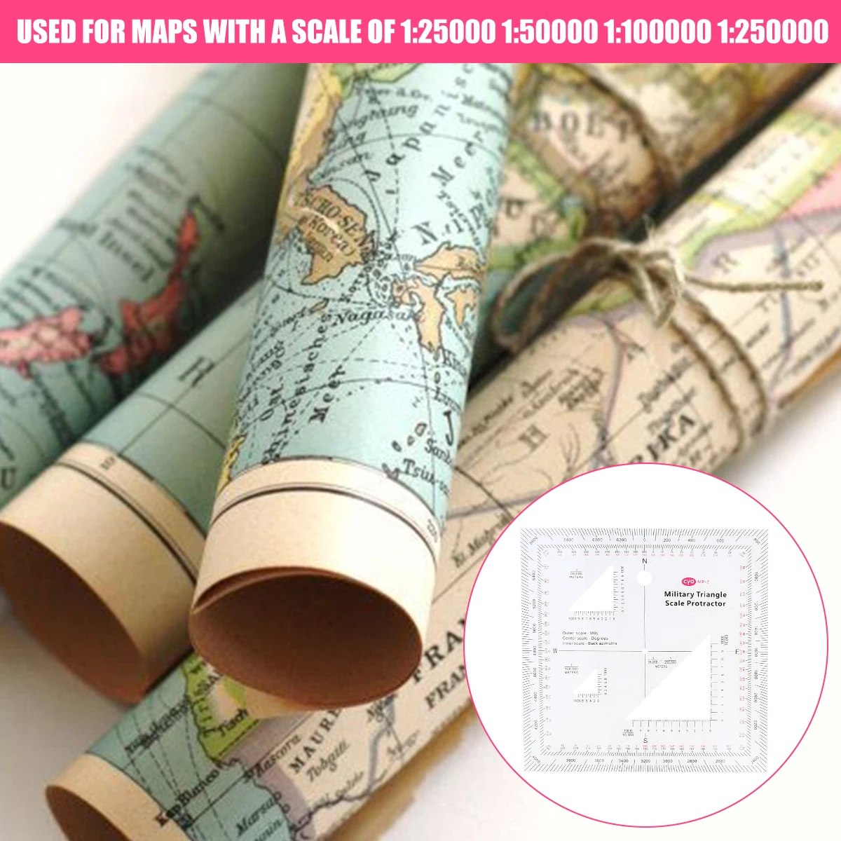 4/1 Pcs 1:25000 1:50000 1:100000 1:250000 Military map navigation scale is based on the metric UTM/MGRS/USNG coordinate system