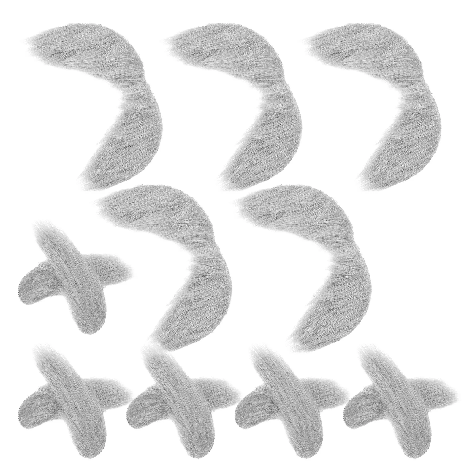 5 Juegos de cejas de bigote de barba falsa gris realista, accesorios de disfraz autoadhesivos, accesorios de fiesta de Cosplay, bigote de disfraz