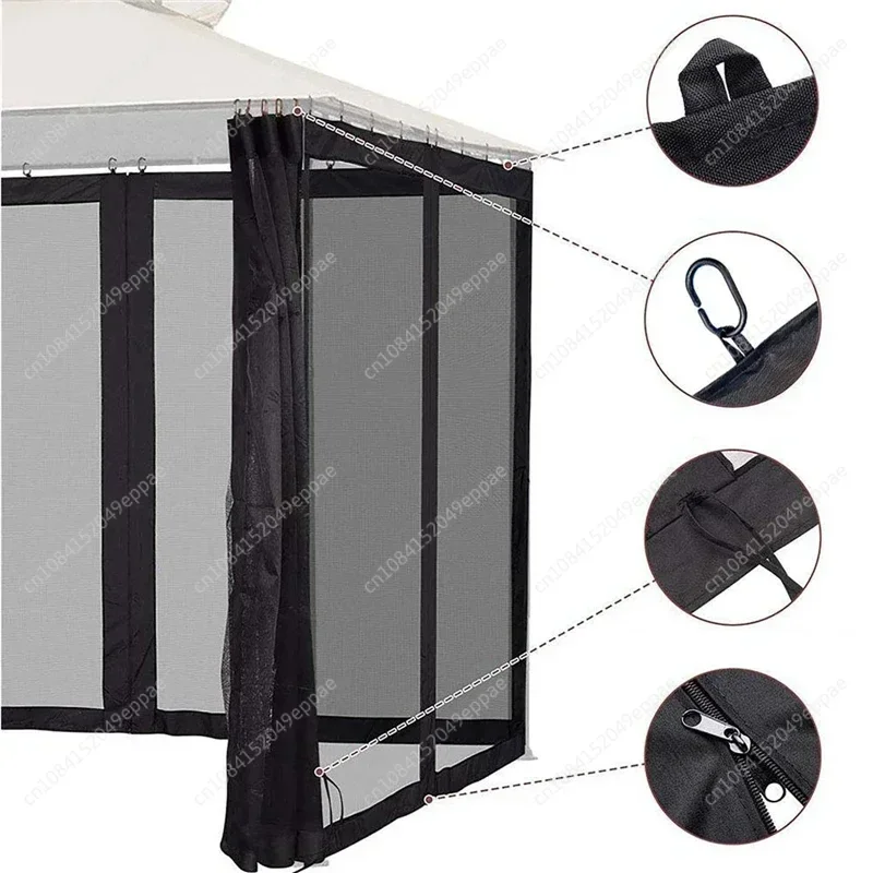 4-Door Outdoor Gazebo Mosquito Netting Sidewall Curtain with Zippers Universal Replacement Canopy Net Screen for Garden Patio