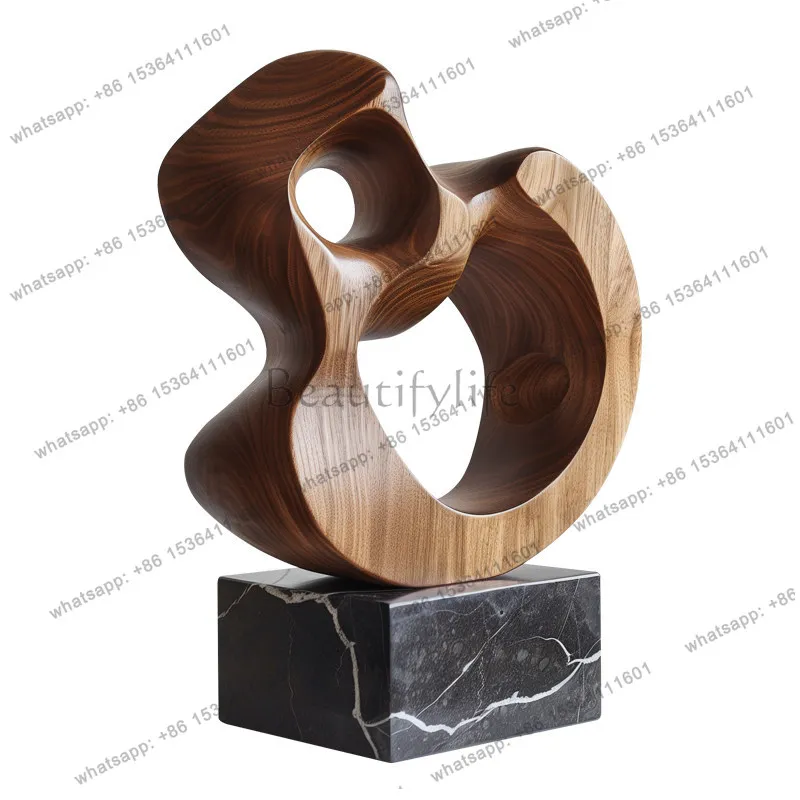 Abstract solid wood sculpture ornament living room entrance decoration designer soft decoration artwork
