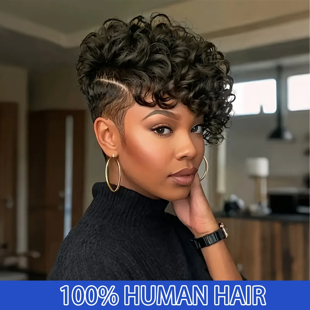 

Парик в стиле пикси, 180% плотность, 6 дюймов, прямые волосы, сетка-роза, бразильские волосы Реми, женский короткий парик боб, полностью машинной работы