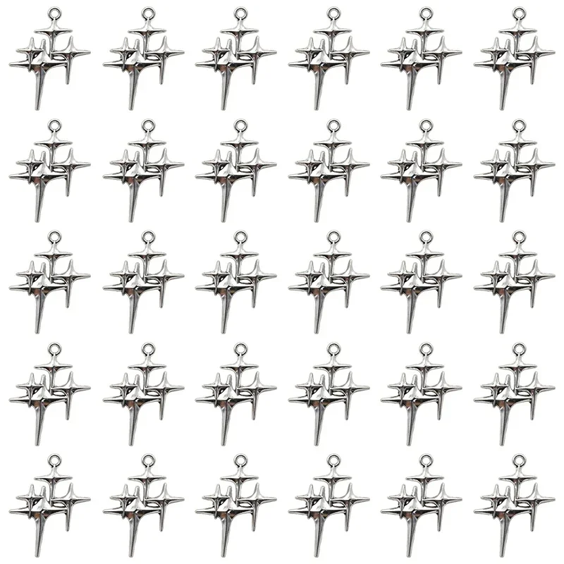 

10pcs Antique Silver Plated Star Charms Alloy Polestar Pendants For DIY Necklace Bracelet Crafting Jewelry Making Supplies