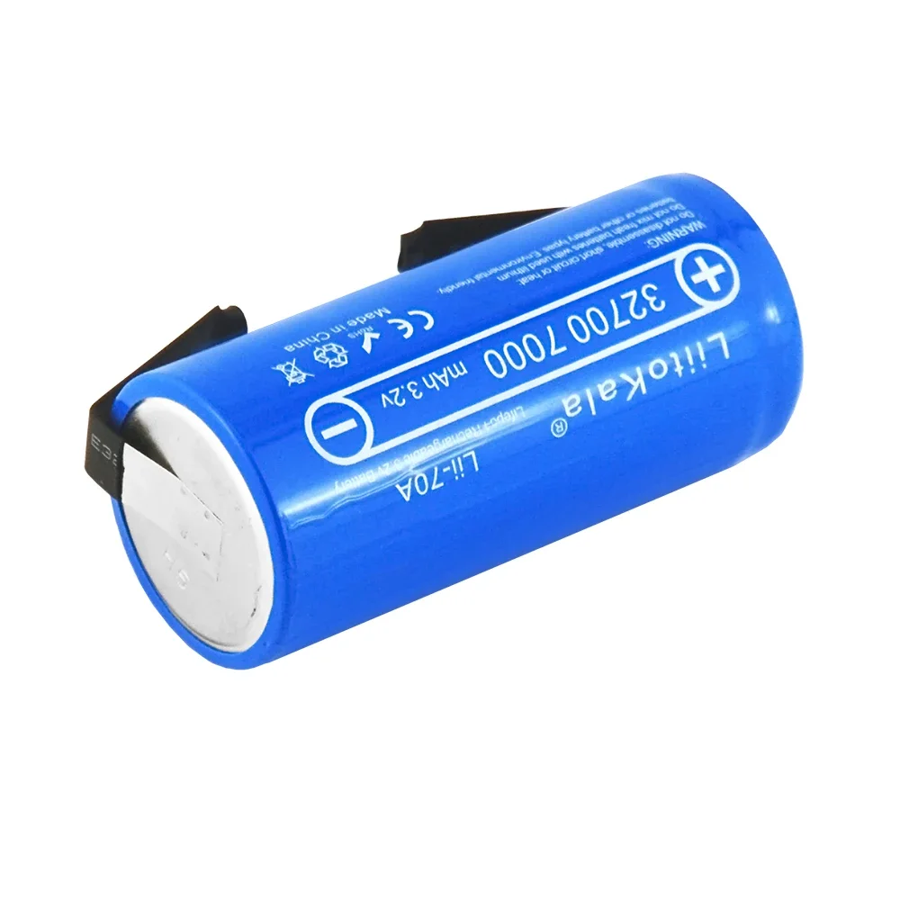 

1-6PCS LiitoKala Lii-70A-N 7000mah High Power 3.2V 32700 7000mAh Battery LiFePO4 + Nickel Sheets（Max Current Discharge：6C）