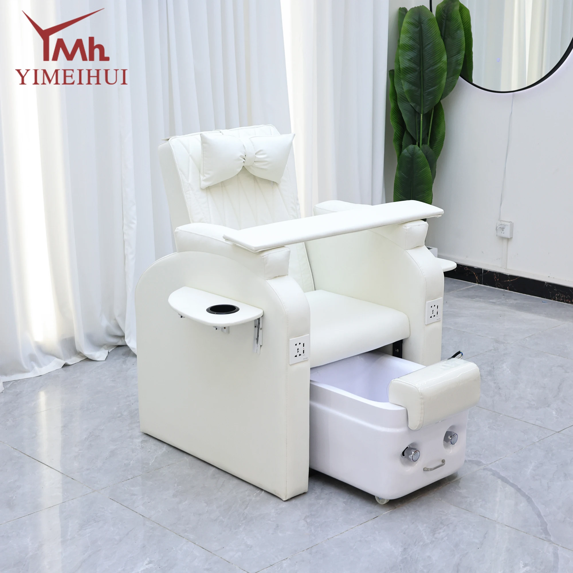 Chaise de Station de manucure, banc de pédicure, bain de pieds, Massage Spa inclinable électrique de couleur blanche