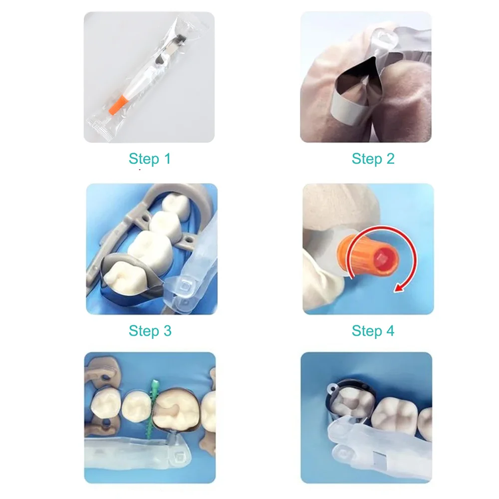 Dental Pro Matrix Bands Pre Formed Sectional Matrix Bands Hold Adjust Preformed 4.5/6.0MM Ring System Dentistry Lab Crown Tool