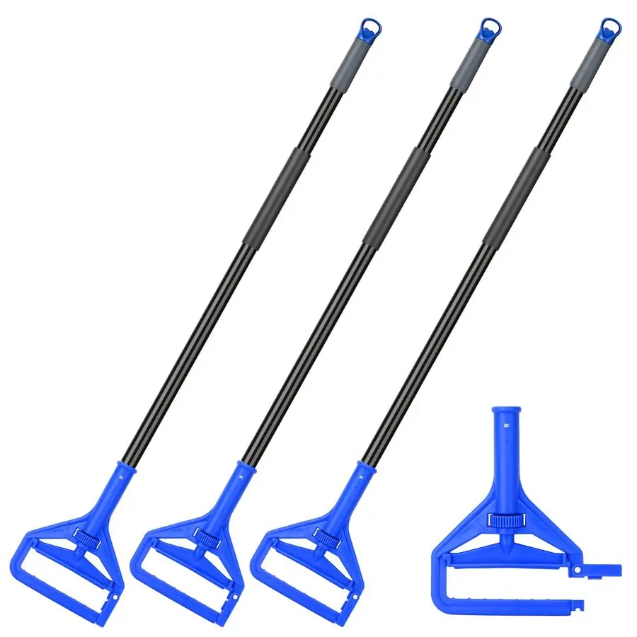 

60-дюймовая ручка для швабры, коммерческая, сверхпрочная, промышленная металлическая ручка для швабры с быстрой заменой, держатель для сменных насадок для влажных швабр