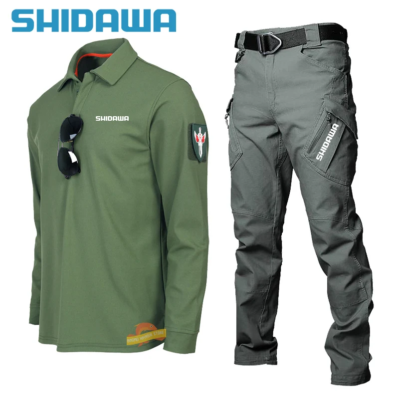 Men's Long Sleeve Fishing Suits, Thin Breathable Lapel, Tactical Set, Outdoor Sports, Hiking Clothes, Brand, New, Summer, Autumn