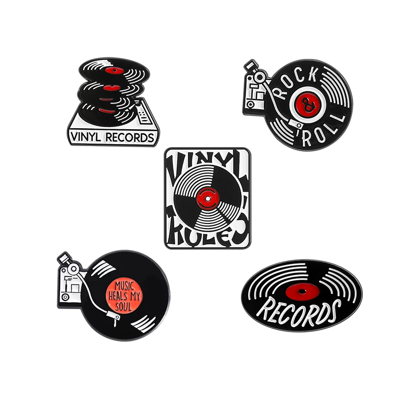 80s 90s Retro ROCK música discos de vinilo pines esmaltados Rock Roll RECORDS broches insignias de solapa ropa joyería Punk regalo para amigos