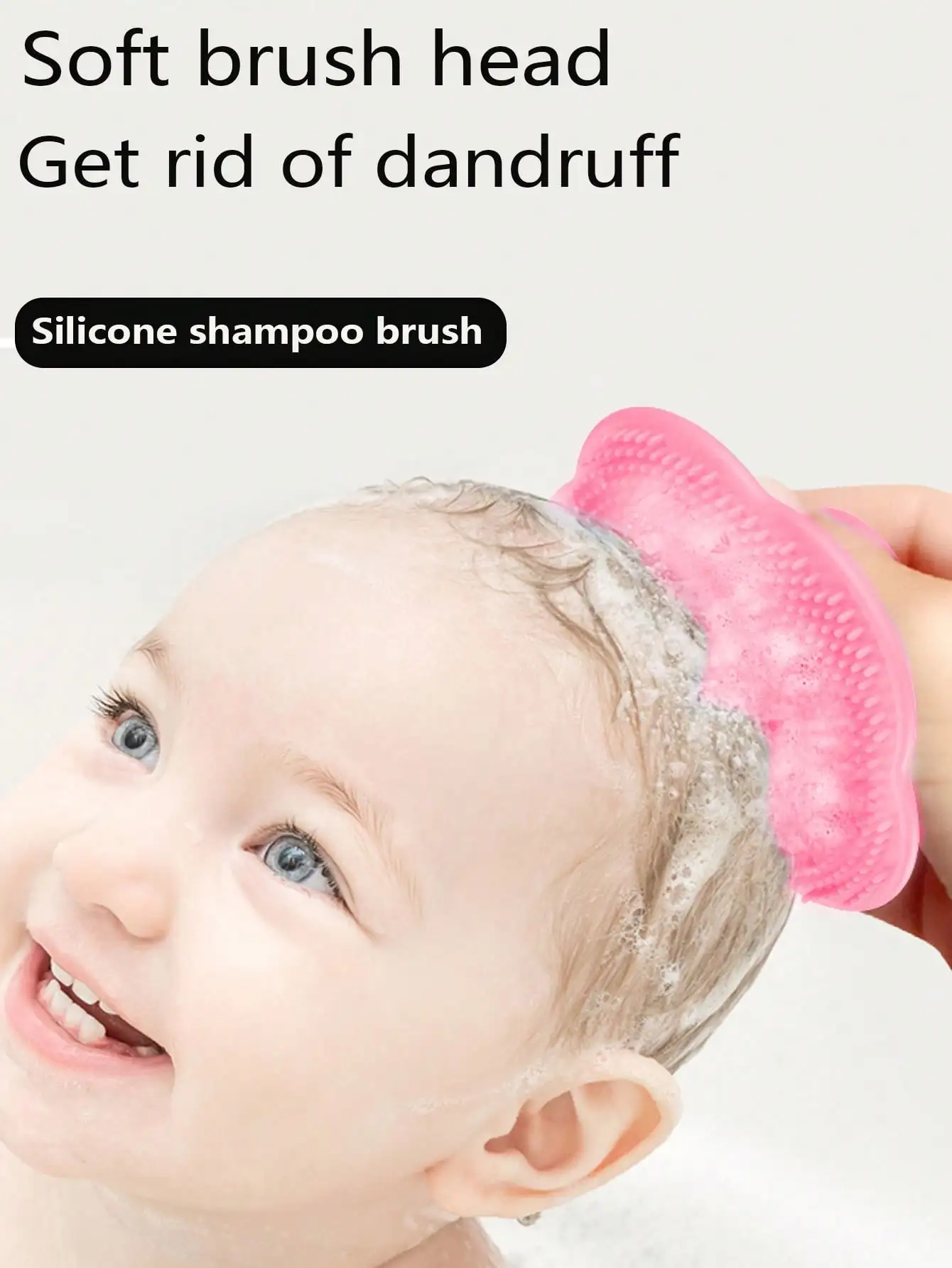 Baby Bath Brush with Newborn Shampoo Brush, Face Brush and Massage Brush for Cleaning and Massage (Pink)